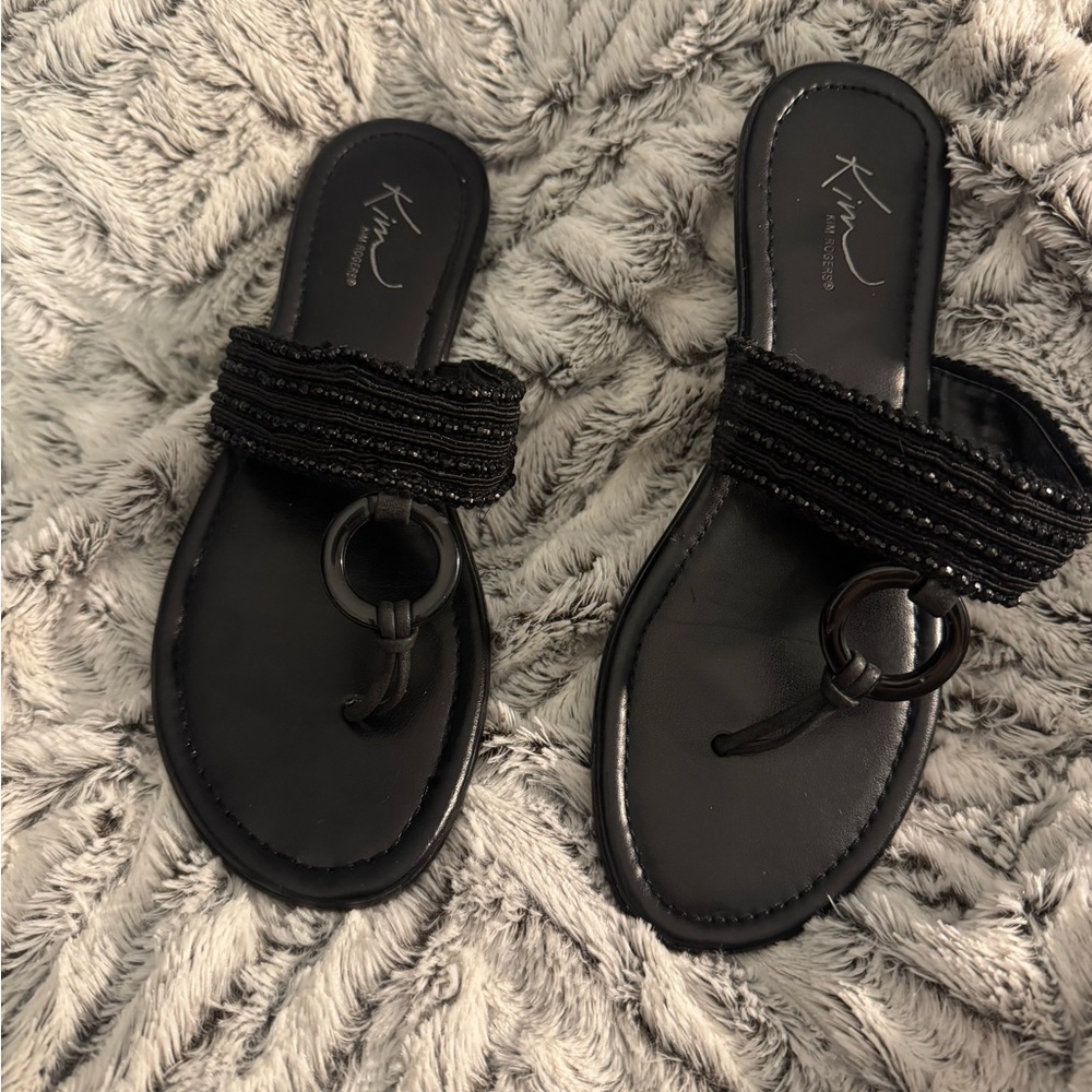 Beaded black sandals